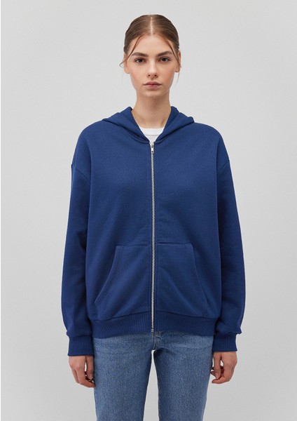 Fermuarlı Kapüşonlu Lacivert Basic Sweatshirt 1611775-82625 fırsatları