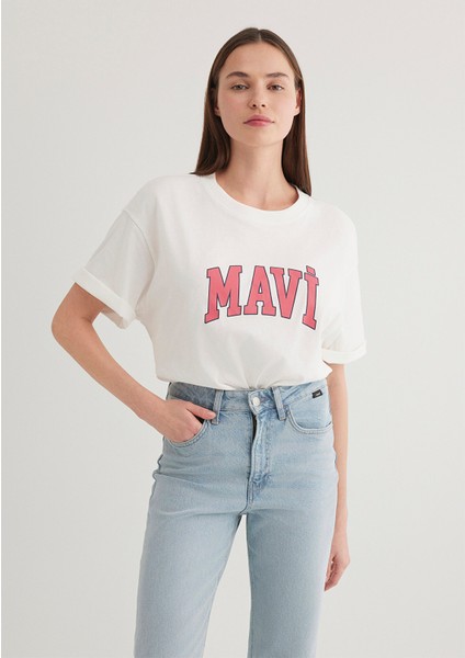 Mavi Logo Baskılı Beyaz Tişört 1600843-80194 fiyatları