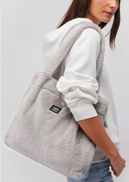 Gri Peluş Omuz Çantası 197617-85550