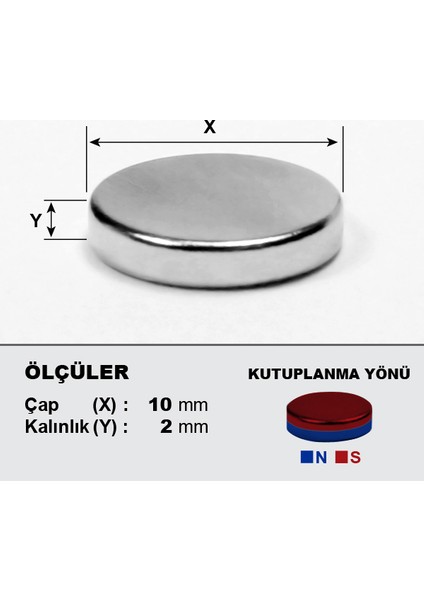 Neodyum Mıknatıs D10X2 ÇAP:10MM Kalınlık:2mm Çok Güçlü Mıknatıs [10 Adet] modelleri