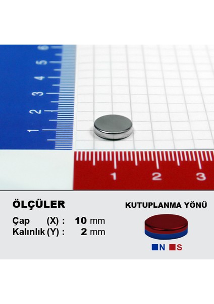 Neodyum Mıknatıs D10X2 ÇAP:10MM Kalınlık:2mm Çok Güçlü Mıknatıs [10 Adet] fırsatları