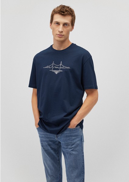 İstanbul Baskılı Lacivert Tişört 0611881-70490 fiyatları