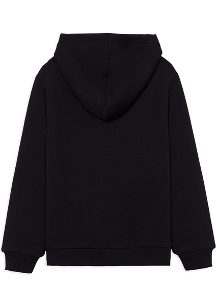 Logo Baskılı Kapüşonlu Siyah Sweatshirt 6610110-900