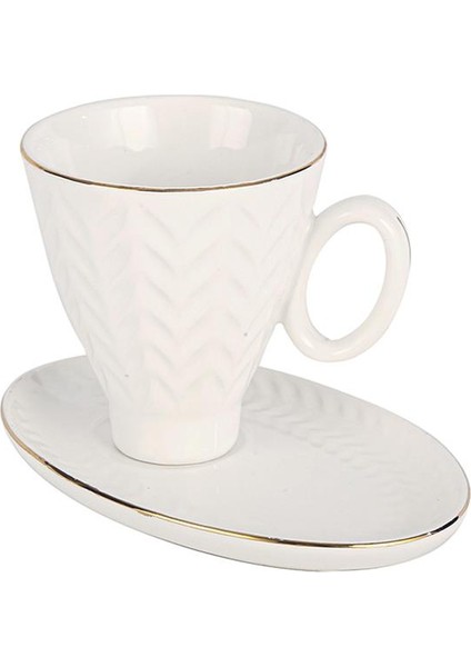 Yaprak Desenli Beyaz Fincan Takımı MTFK.0116