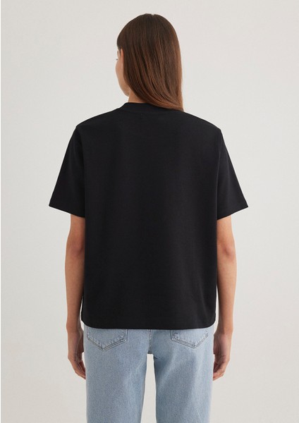 Mini Mavi Logo Baskılı İnterlok Siyah Basic Tişört 1612122-900 fırsatları