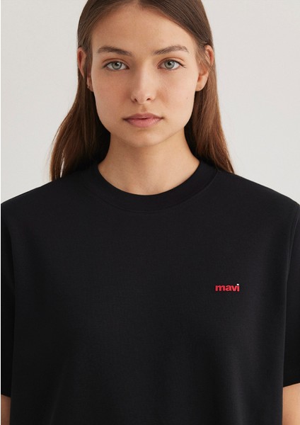 Mini Mavi Logo Baskılı İnterlok Siyah Basic Tişört 1612122-900 indirimleri