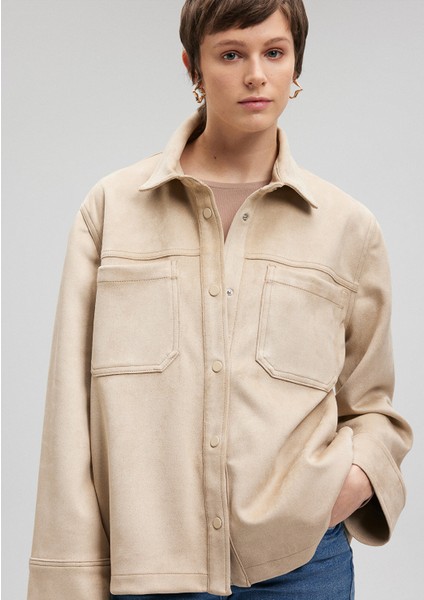 Bej Suni Süet Ceket1110368-86596