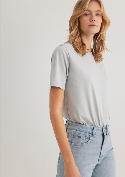 Gri Basic Tişört 1600965-70075