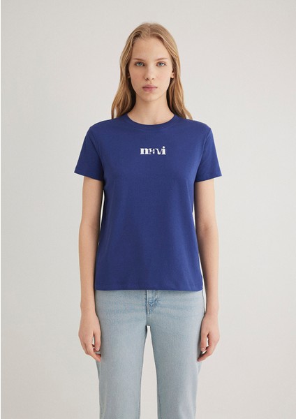 Mavi Baskılı Lacivert Tişört 1612241-70722 modelleri