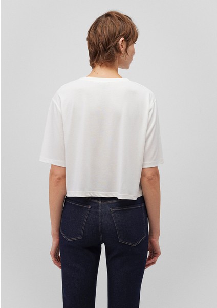 Lux Touch Tencel TM Beyaz Modal Basic Crop Tişört 1612231-70057