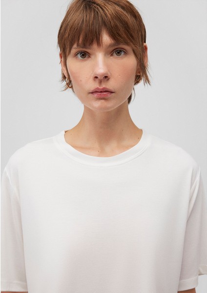 Lux Touch Tencel TM Beyaz Modal Basic Crop Tişört 1612231-70057
