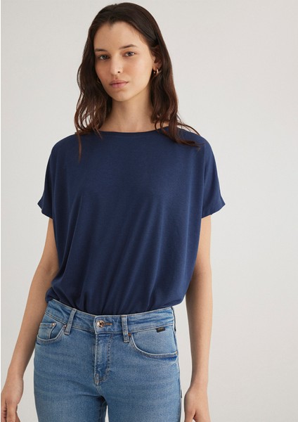 Lux Touch TENCEL TM Lacivert Modal Basic Tişört 167245-70487