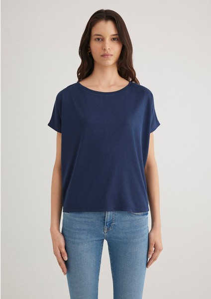 Lux Touch TENCEL TM Lacivert Modal Basic Tişört 167245-70487