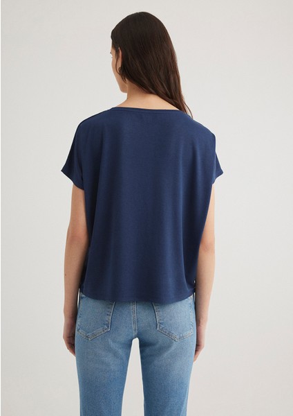 Lux Touch TENCEL TM Lacivert Modal Basic Tişört 167245-70487