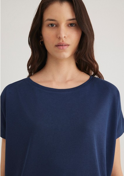 Lux Touch TENCEL TM Lacivert Modal Basic Tişört 167245-70487
