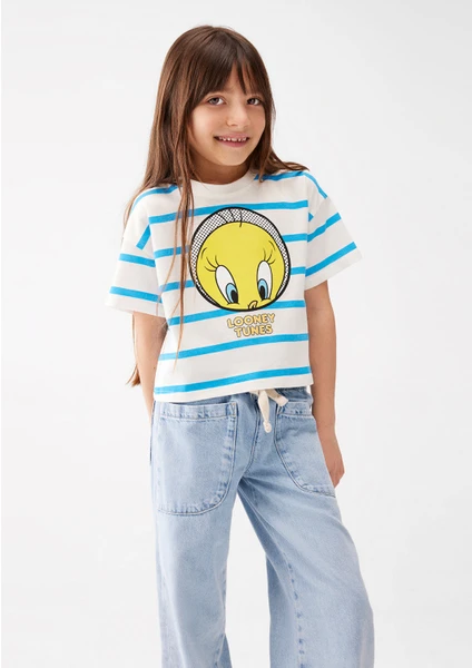 Tweety Baskılı Mavi Crop Tişört7610164-83145