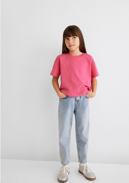 Mavi Logo Baskılı Pembe Crop Tişört 7610181-71111