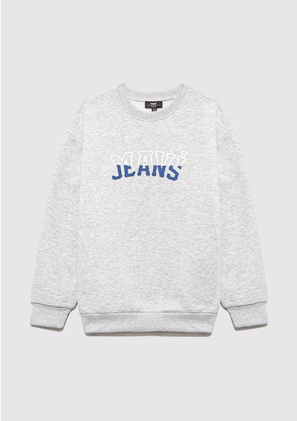Mavi Logo Baskılı Gri Sweatshirt 6S10031-85438