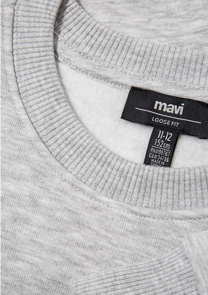 Mavi Logo Baskılı Gri Sweatshirt 6S10031-85438