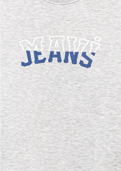 Mavi Logo Baskılı Gri Sweatshirt 6S10031-85438
