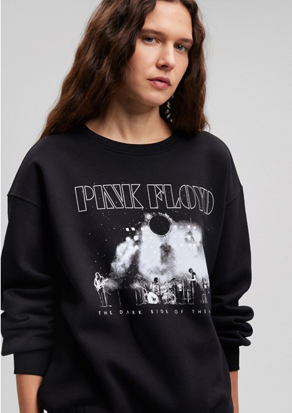 Pink Floyd Baskılı Siyah Sweatshirt1S10113-900