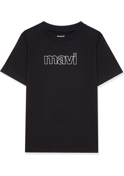 Mavi Logo Baskılı Siyah Tişört 66323900