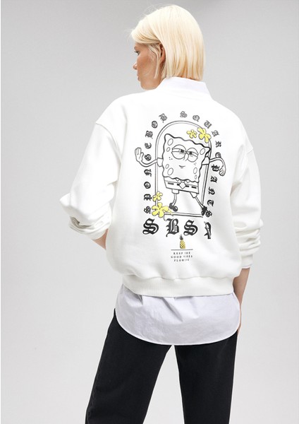 Spongebob Baskılı Beyaz Sweatshirt 1S10126-70057