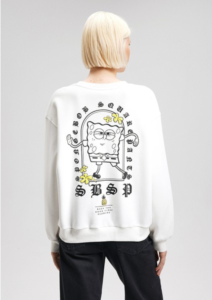 Spongebob Baskılı Beyaz Sweatshirt 1S10126-70057 fırsatları