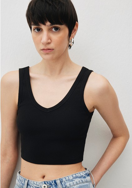 V Yaka Siyah Basic Crop Atlet 1612375-900 fiyatları