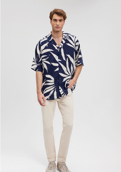 Baskılı Lacivert Gömlek 0210854-84371