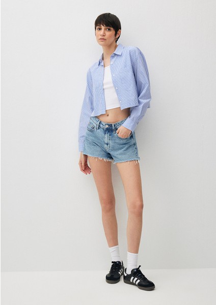 Rosie 90lar Gölgeli İndigo Mavisi Jean Şort1447487078