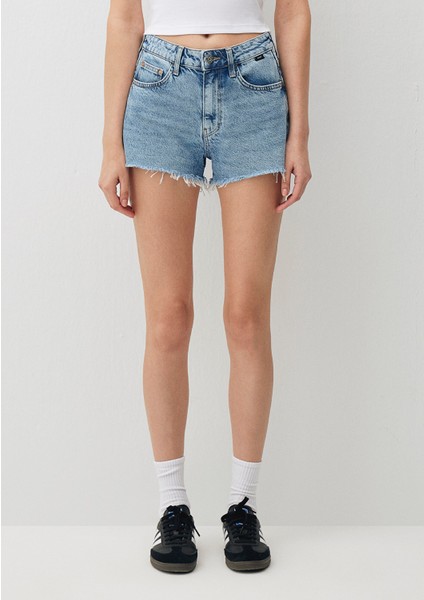 Rosie 90lar Gölgeli İndigo Mavisi Jean Şort1447487078