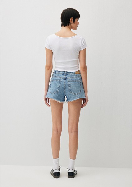 Rosie 90lar Gölgeli İndigo Mavisi Jean Şort1447487078