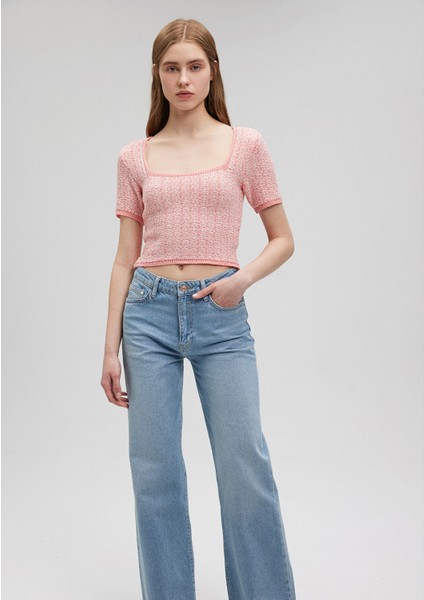 Crop Pembe Triko Top1710424-71247