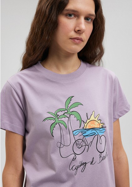 Bisiklet Baskılı Lila Tişört1612399-70556 indirimleri