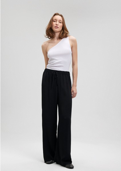 Geniş Paça Siyah Pantolon 1010682-900