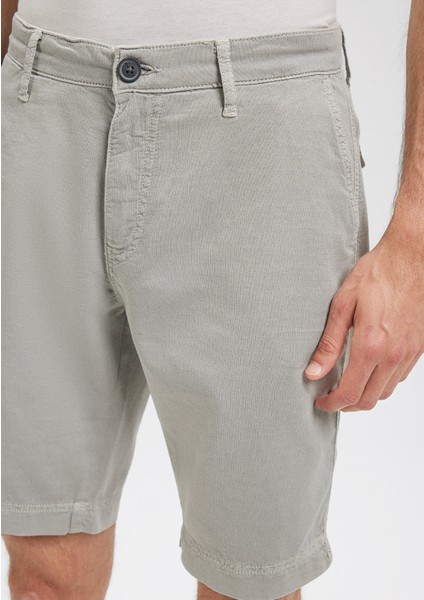 Keten Karışımlı Gri Chino Şort 0436187706