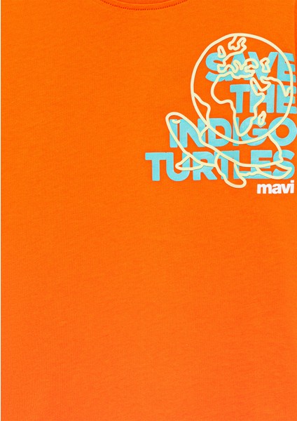 Indigo Turtles Baskılı Turuncu TIŞÖRT7610254-88106