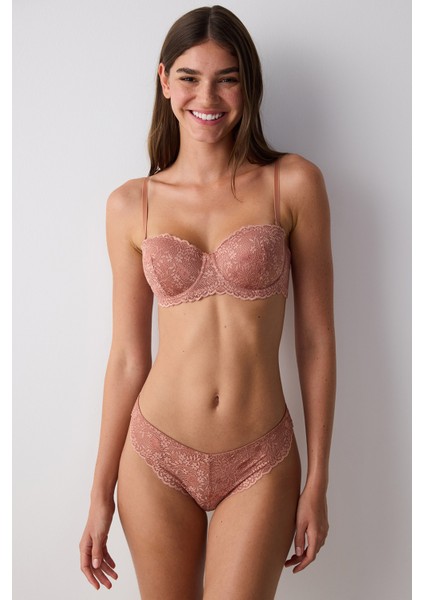 Bloom Lace Dantel Açık Kahverengi Sütyen