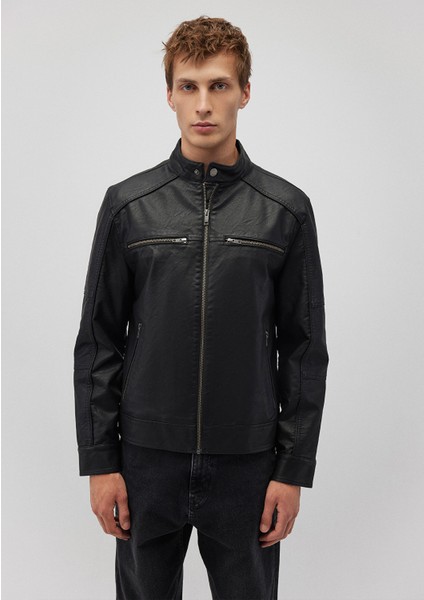 Siyah Suni Deri Ceket 0110438-71379 modelleri