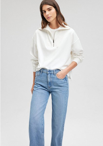 Sporty Lux Yarı Fermuarlı Beyaz Sweatshirt1S10169-70057