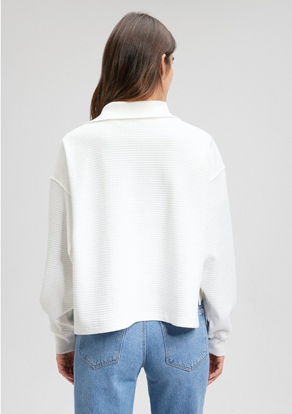 Sporty Lux Yarı Fermuarlı Beyaz Sweatshirt1S10169-70057 indirimleri