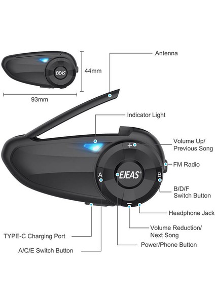 Q7 Motosiklet Interkom Bluetooth Kulaklık Seti