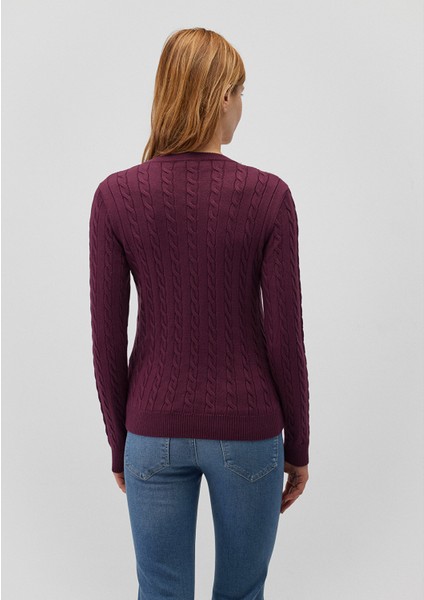 V Yaka Bordo Kazak 1710340-87830 fırsatları
