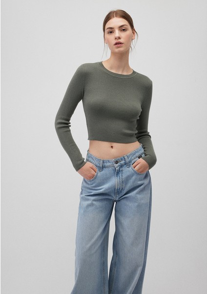 Bisiklet Yaka Haki Crop KAZAK1710474-70123