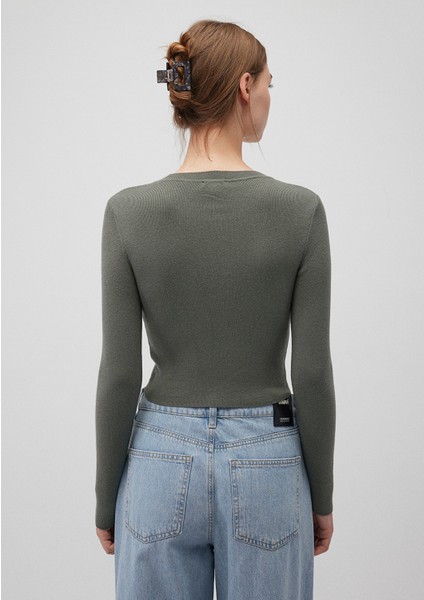 Bisiklet Yaka Haki Crop KAZAK1710474-70123