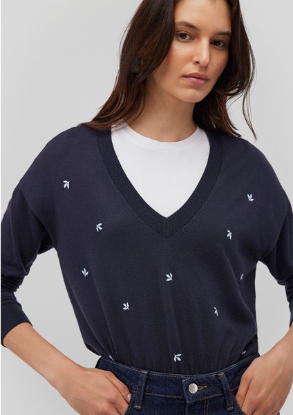 V Yaka Lacivert Kazak 1710507-86623 fiyatları