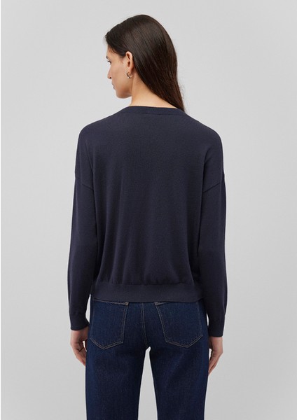 V Yaka Lacivert Kazak 1710507-86623 fırsatları