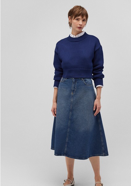 Bisiklet Yaka Lacivert Crop KAZAK1710515-84371 modelleri