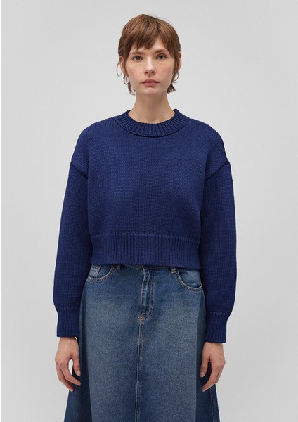 Bisiklet Yaka Lacivert Crop KAZAK1710515-84371 fırsatları